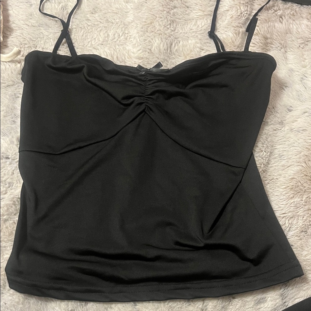 SHEIN Black Ruched Camisole Top